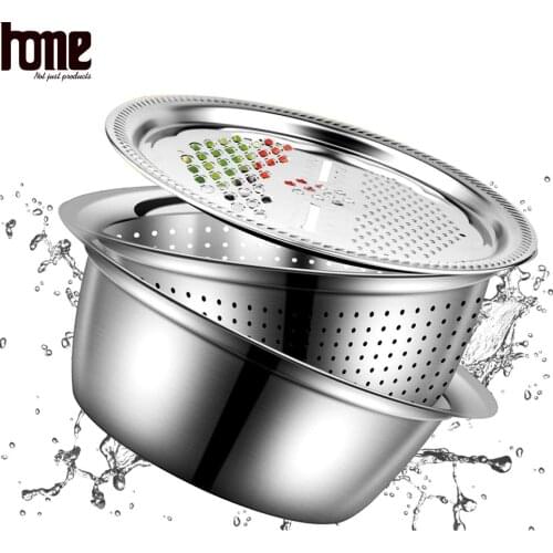 Stainless Steel Drain Basket Vegetable Cutter Cheese Grater with Container Mandolin Potato Slicer Salad Kitchen Accessories