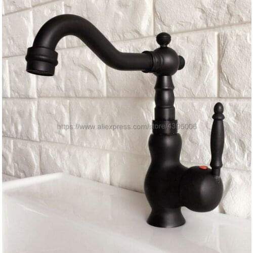 Black Oil Antique Brass Basin Faucet Swivel Spout Bathroom Kitchen Faucet Vessel Sink Mixer Tap Deck Mounted Bnf356