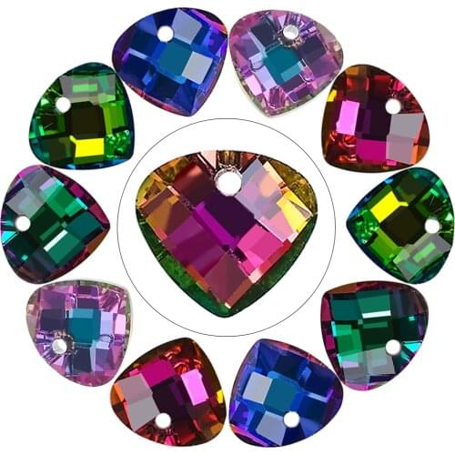 20pcs Colorful Crystal Charms Pendant 14mm Shell Shape Glass Beads For DIY Making Earing Jewelry Accessories Needlwork Wholesale