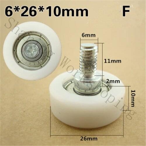 SWMAKER 6*26*10mm F type plane ferry pulley with screw Flat small wheel roller wheel rubber bearing wheels