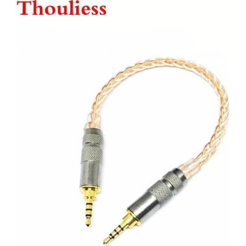 Thouliess Free Shipping 2.5mm to 2.5mm TRRS Balance 4pin 8Croes Copper Silver Mixed audio Male to Male Aux Cord