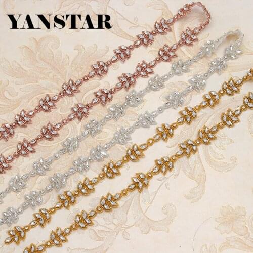 YANSTAR 30yards Bridal Gown Sash Wholesale Rhinestone AppliqueTrim For Wedding Dress Belt Crystal Appliques Accessory YS870