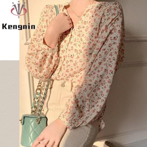 2021 New Summer Womens Shirts Oversized Long Sleeve Ladies Blouse Loose Print Flowers Female Tops OL Harajuku Blause KE1061
