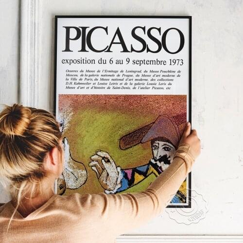 1973 Pablo Picasso Vintage Museum Exhibition Poster, Cubism Art Figure Canvas Painting, Nordic Style Retro Poster Wall Picture