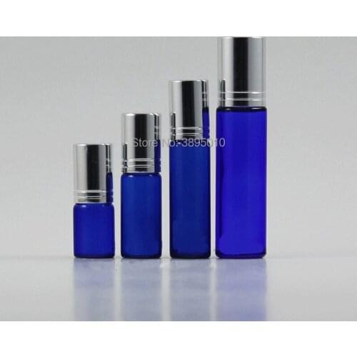 3/5/7/10ml Blue Roll Ball Bottle,Essential Oil/Perfume Glass Bottle With Cap,Cosmetic Packaging Container F1026