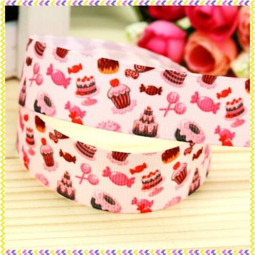 7/8'' Free shipping cupcake printed grosgrain ribbon hairbow headwear party decoration diy wholesale OEM 22mm P4225