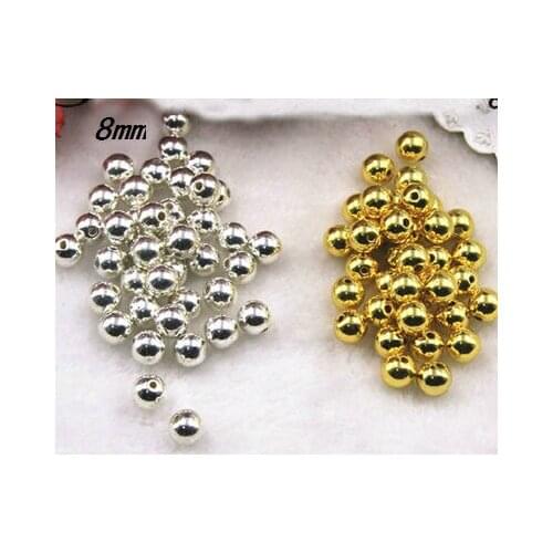 Free Shipping 130pcs 8mm Dia. Color Silver And Gold Round Pearl Imitation Plastic Pearl Beads For You To DIY Women Jewelry