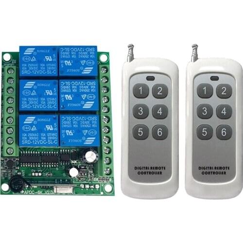 433 MHz DC 12V 24V 6 CH 6CH RF Wireless Remote Control Controller Radio Switch Remote Control System receiver transmitter