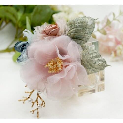 I-Remiel Cloth Art Flower Brooch Classic Suit For Women Scarves Fabric Cardigan Scarf Lapel Pin Sweet Fashion Accessories Female