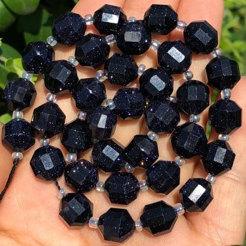 8/10MM Natural Faceted Blue Sand Stone Round Loose Spacer Beads For Jewelry Making Handmade DIY Woman Bracelet Necklace