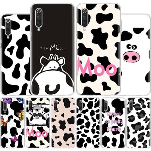 Cow Pattern Black White Cover Phone Case For Xiaomi Note 10 Mi 11 9 8 CC9 5X 6X 9T 10T A3 Poco X3 NFC F1 Pro Lite + Coque A1 A2