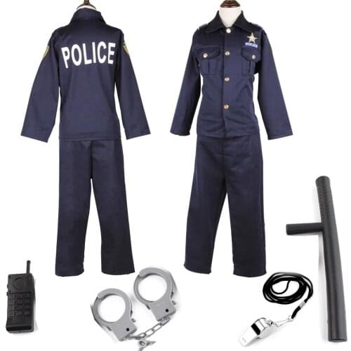Wonder Garden Kid Children Profession Police Cosplay Halloween Purim Costume Boys Stage Suit