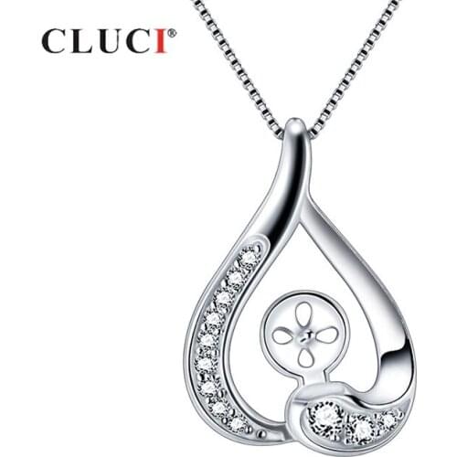 CLUCI Silver 925 Women Charms Pendant Jewelry Gift Water Drop Pearl Pendant Mounting 925 Sterling Silver Pendant SP421SB