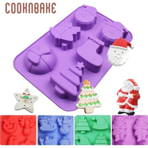 COOKNBAKE wholesale Cake Mold Christmas Silicone Mold for Soap resin gypsum Candle 6 cavity Chocolate bread cake decoration tool