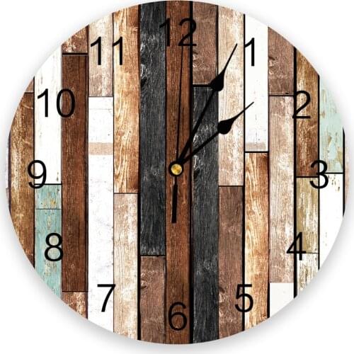 Wooden Planks Multicolor Retro Wall Clock For Home Decoration Living Room Quartz Needle Hanging Watch Modern Kitchen Clock