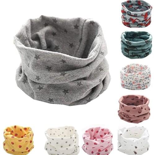 Cotton Childrens Scarf Printed Cartoon Plaid Ring Boy Kids Girls Cachecol For A child Snud Children' Warm Snood Scarves Wi V6T1