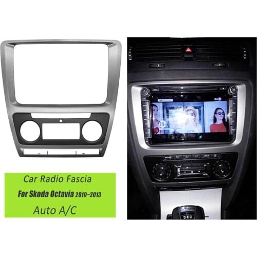 Double Din Audio Frame For Skoda Octavia 2010 2013 Auto A/C 2 Din Car DVD Fascia Covers Car Refitting DVD Panel Dash Kit