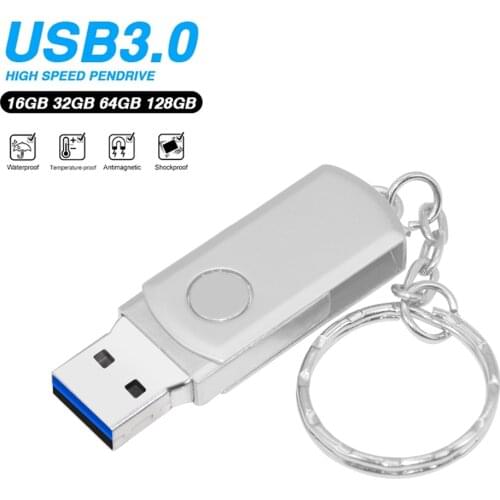 METAL USB 3.0 Flash Disk rotation 128GB 64GB 32GB 16GB 8GB Mini Key Pendrive With keychain Flash Drive Memory Stick For Computer