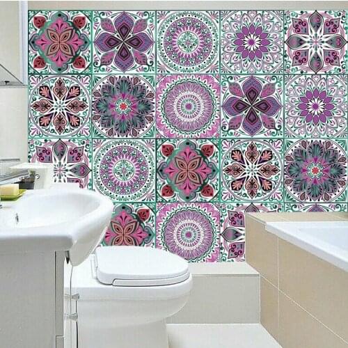 Hot Sale Mandala Strip Tile Stickers Kitchen Bathroom Decoration Wallpaper Waterproof Self-adhesive Wall Sticker Home Renovation