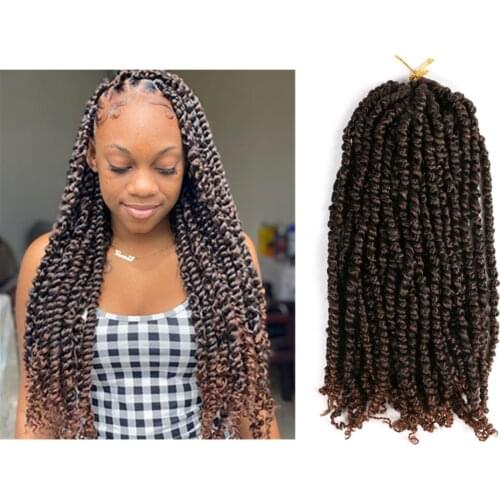 Hywamply 18" Pre Twisted Passion Twist Crochet Braids Hair Synthetic Ombre Tiana Passion Bomb Twist Braiding Hair Extensions