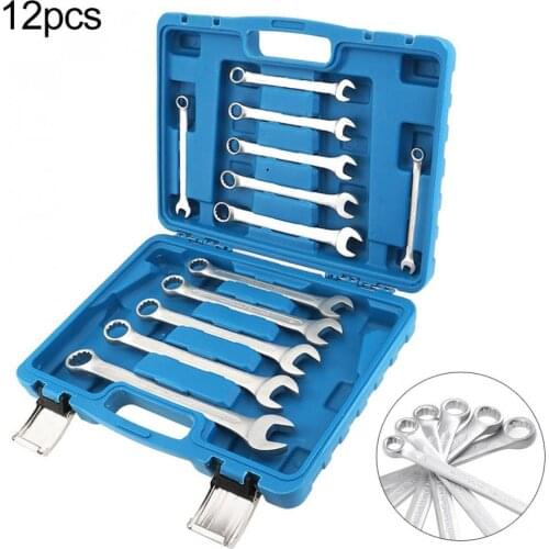 Combination Wrench 12 Piece Set 8-22mm Opening Plum 45# Steel Fine Polishing Ratchet Handle wrench