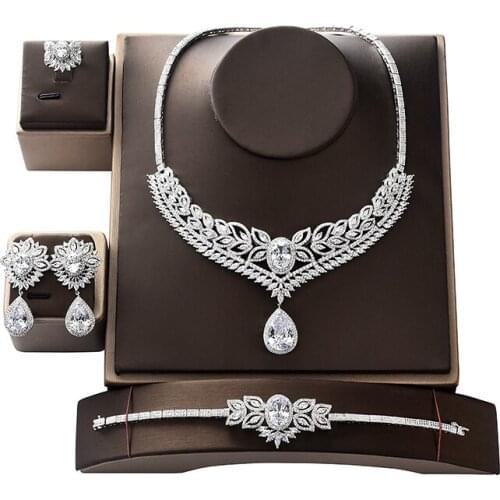 Jewelry Set HADIYANA Vintage Necklace Earrings Ring And Bracelet Set Women Wedding Party Jewelry Zircon CN109 Conjunto de joyas