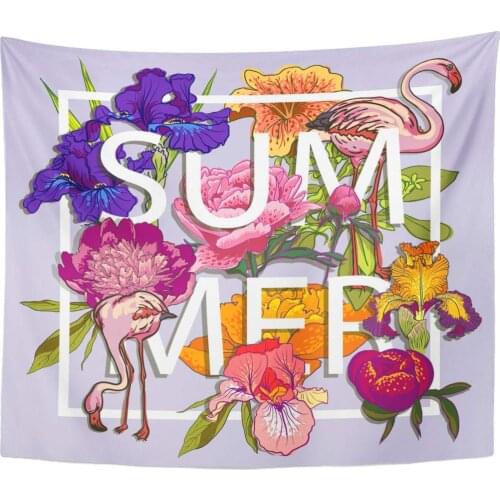 Slogan Girl Floral and Birds Flamingos Summer Graphic Design with Colorful Flowers in Tee Beautiful Tapestry Home Decor