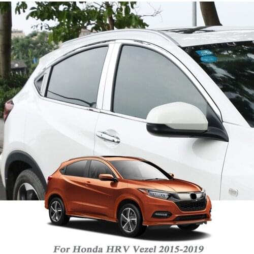 Car Styling Column Sticker For Honda HR-V VEZEL 2015-2019 Window Trim Cover Exterior Body Decoration Chrome Exterenal Accessory