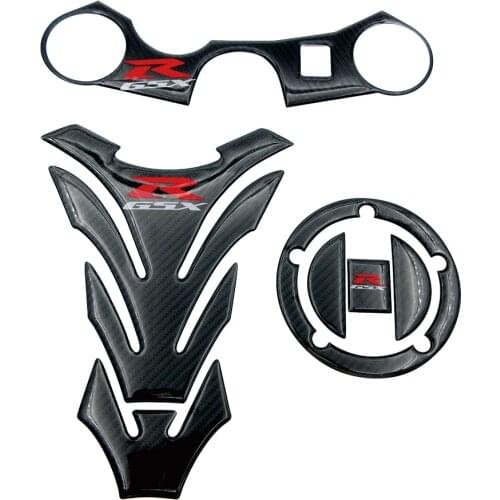 Carbon Fuel Tank Cap Stickers Pad Fork Triple Tree Upper Clamp Decal For Suzuki GSXR 600 750 2006 2007 2008 2009 2010 2011 2012