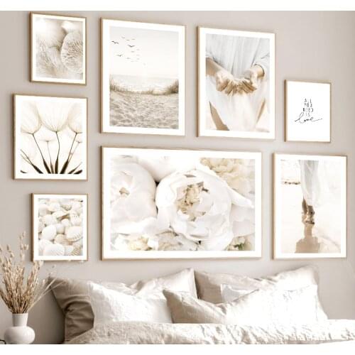 Mushroom White Rose Dandelion Reed Wall Art Canvas Painting Nordic Posters And Prints Wall Pictures For Living Room Fall Decor