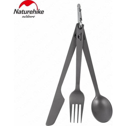 Naturehike Titanium Camping Tableware Portable Knife Fork Spoon Outdoor Tableware Titanium Cutlery Camping Picnic Utensils