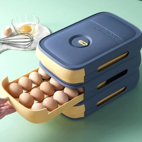 Refrigerator Egg Rack Drawer Type Egg Storage Box Food Container Convenient Stackable Egg Holder Case Kitchen Supplies