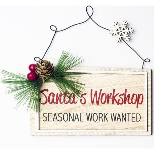 1Pcs Merry Christmas Wooden Wall Door Sign Banner Hanging Plate Board Creative Room Decoration