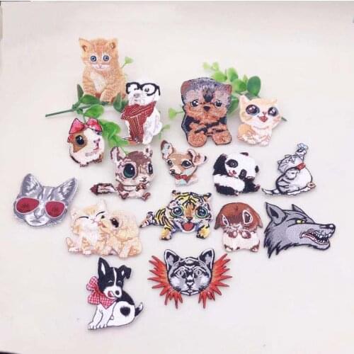 Cartoon Dog Cat Iron on Patch for Clothing DIY Embroidery Stripe on Clothes Animals Mouse Applique Badge Applique Cloth Fabric