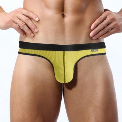 Ice Silk Sexy Underwear Men Briefs Breathable Panties G-string Bulge Pouch Men Bikini Briefs Thongs Hombre Calzoncillos