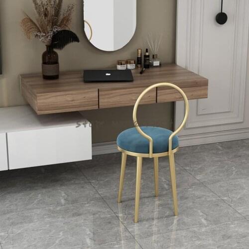Home Makeup Chair Sofa Stool Light Luxury Bulb Chair Fairy Small Round Stool Iron Back Chair Dressing Table Stool