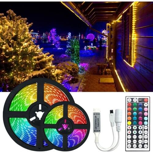 LED Strip Light RGB 5050 SMD 2835 Flexible Ribbon fita led light strip RGB 5M 10M 15M Tape Diode DC 12V+ Remote Control +Adapter