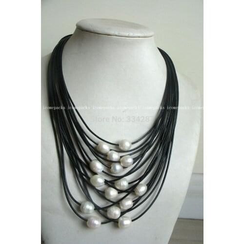 UNIQUE! 17-24"15rows freshwater pearl white egg necklac