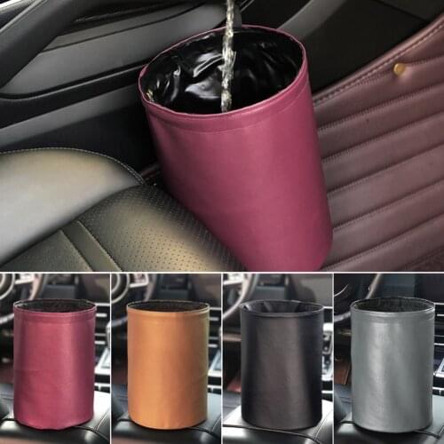 Waterproof Leather Wastebasket Trash Container Car Auto Garbage Bin Bag Waste Bins Leak Proof Car Seat Back Litter Bag Dropship