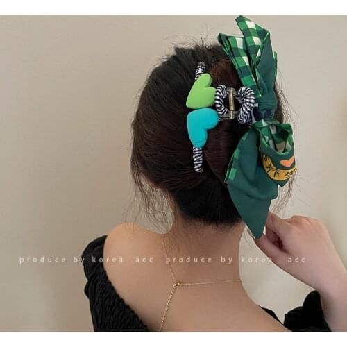 South Koreas Dongdaemun ins Sen series love flannel bow hair clip trend fashion personality all-match hairpin