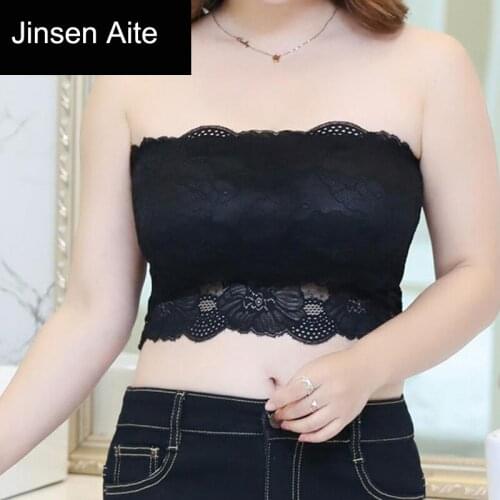 Jinsen Aite Plus Size Lace Sexy Women Tube Top Anti-light Wrapped Chest Bra New Summer Seamless Femme Strapless Underwear JS749