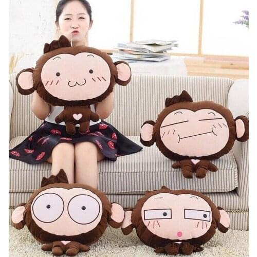 Plush 1pc cartoon naughty shy monkey office cushion + warm blanket stuffed toy creative romantic gift for baby