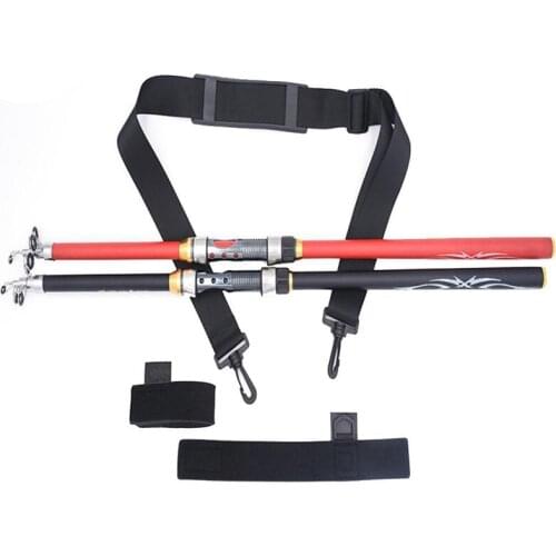 1 pc Fishing Rod Belt Carry Strap Fishing Rod Sling Shoulder Belt Tackle Holder Strap Portable Outdoor Fishing Rod Carry Strap