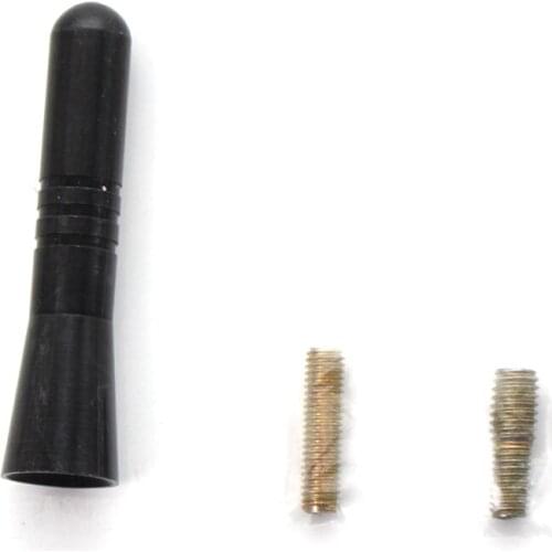 1PCS Universal 2.2" Mini Car Antenna Aerials Solid Aluminium + 1X 5.5mm 1X 5.5mm and 4.5mm Screws Black