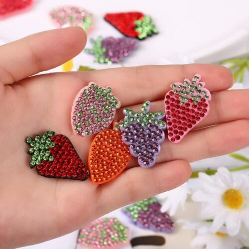10pcs Cute Fruit cartoon Patch Rhinestone Applique Patch for Clothing Dress Diy Patches Headwear Craft