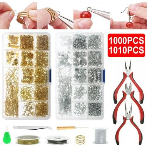 1010pcs Jewellery Making Findings DIY Kit Wire Pliers Set Starter Tools Necklace Repair Jewelry Findings Starter