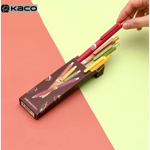 4pcs/pack 2020 KACO Gel Pen KACOGREEN Colorful 0.5mm Pen Black Ink MI Ballpoint pen Core Durable ABS Plastic Smooth Ink A Gift
