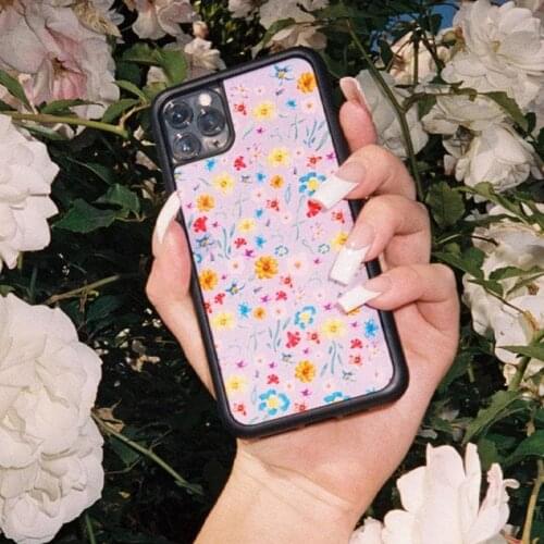 Garden Party Flowers PC+TPU Phone Cover Case for iPhone 6 6S 7 8 Plus X Xs XR 11 12 Mini Pro Max Silicone Fundas HYPC002