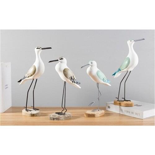 29EF 1 Set Wooden Seagull Figurine Rustic Vintage Sea Bird Sculpture Mediterranean Coastal Beach Ornaments Nautical Decor