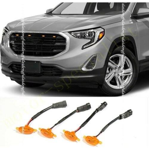 For GMC Terrain 2018-2021 LED Car Front bumper Grille LED Amber Light Raptor Style Light Kit Decor W/ Wire Speed